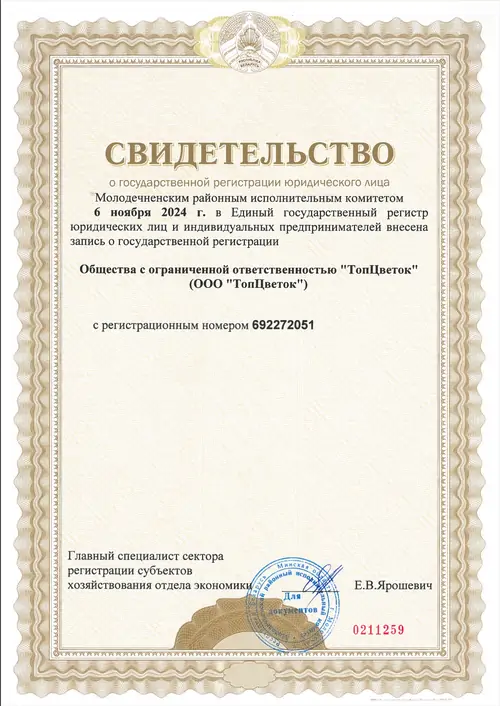 Свидетельство о государственной регистрации