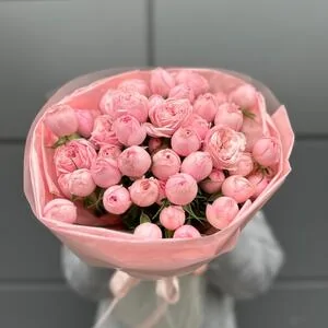 11 веток пионовидных кустовых роз Мэнсфилд Парк Пинк (Mansfield Park Pink)
