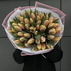 51 персиковых тюльпанов
